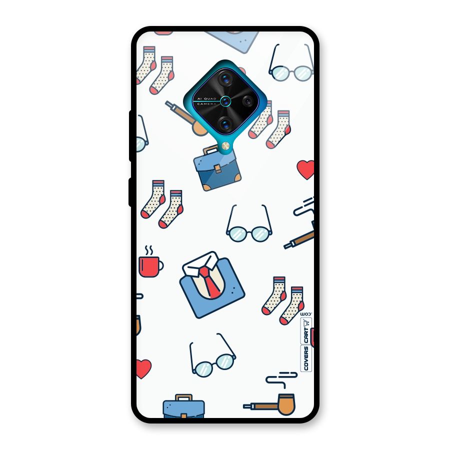 Shirt Spectacles Pattern Glass Back Case for Vivo S1 Pro