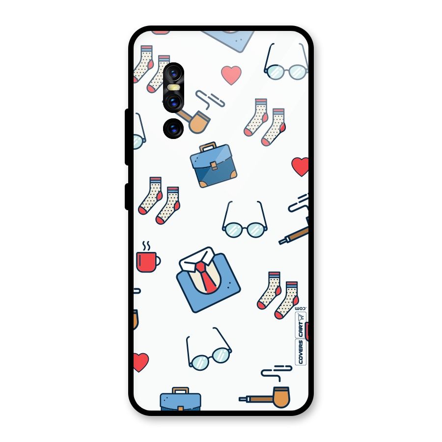 Shirt Spectacles Pattern Glass Back Case for Vivo V15 Pro