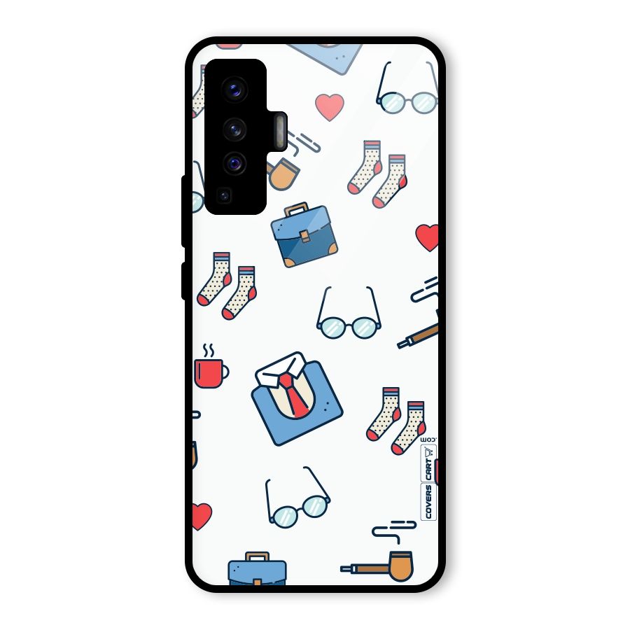 Shirt Spectacles Pattern Glass Back Case for Vivo X50