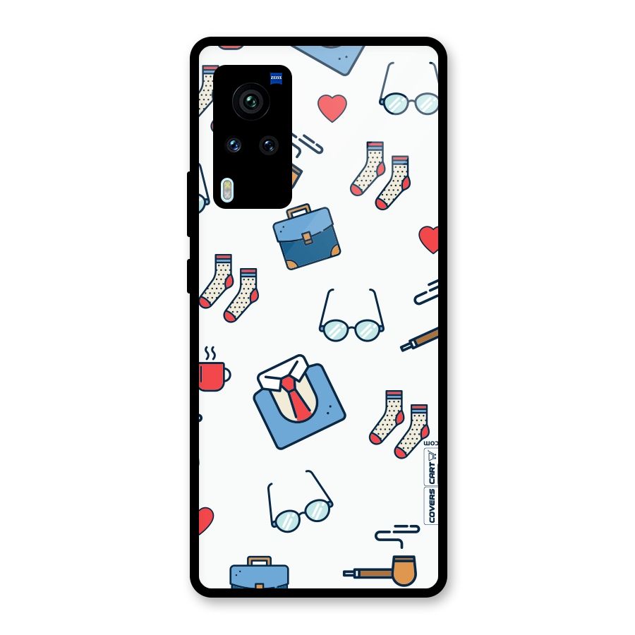 Shirt Spectacles Pattern Glass Back Case for Vivo X60 Pro