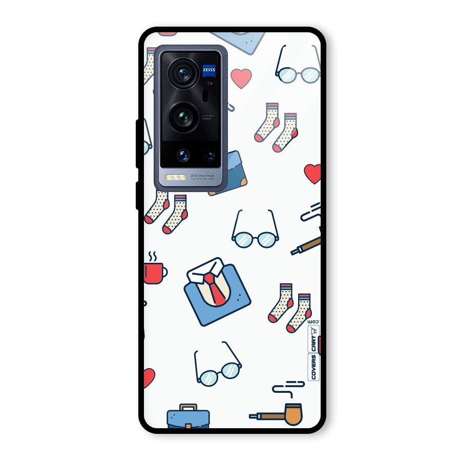 Shirt Spectacles Pattern Glass Back Case for Vivo X60 Pro Plus