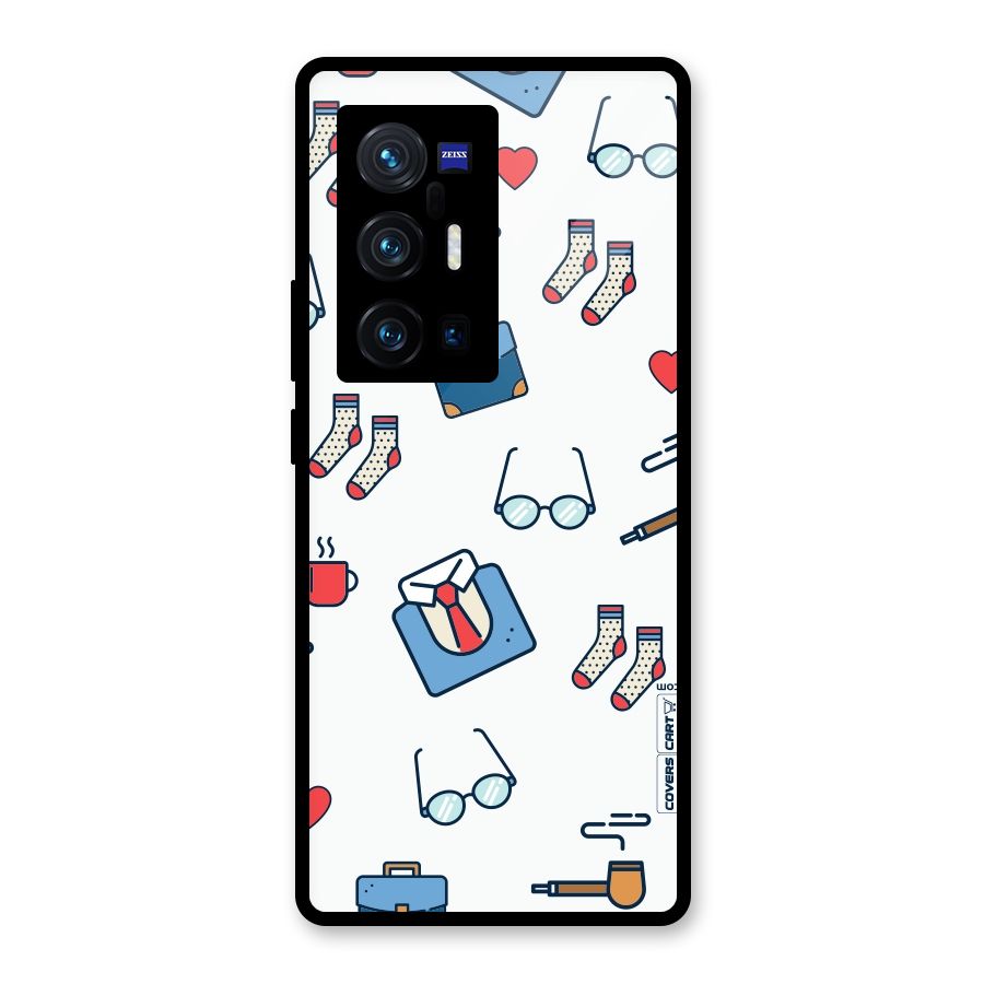 Shirt Spectacles Pattern Glass Back Case for Vivo X70 Pro Plus