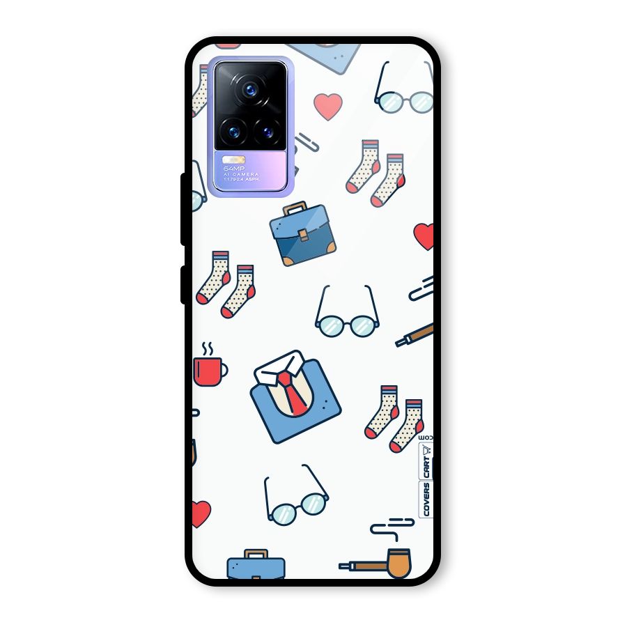 Shirt Spectacles Pattern Glass Back Case for Vivo Y73