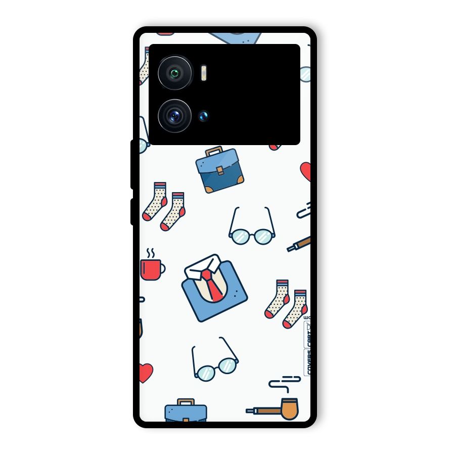 Shirt Spectacles Pattern Glass Back Case for Vivo iQOO 9 Pro