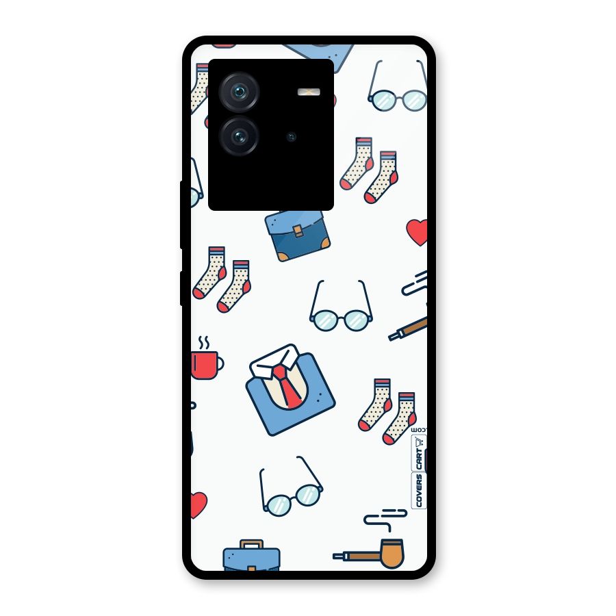 Shirt Spectacles Pattern Glass Back Case for Vivo iQOO Neo 6 5G