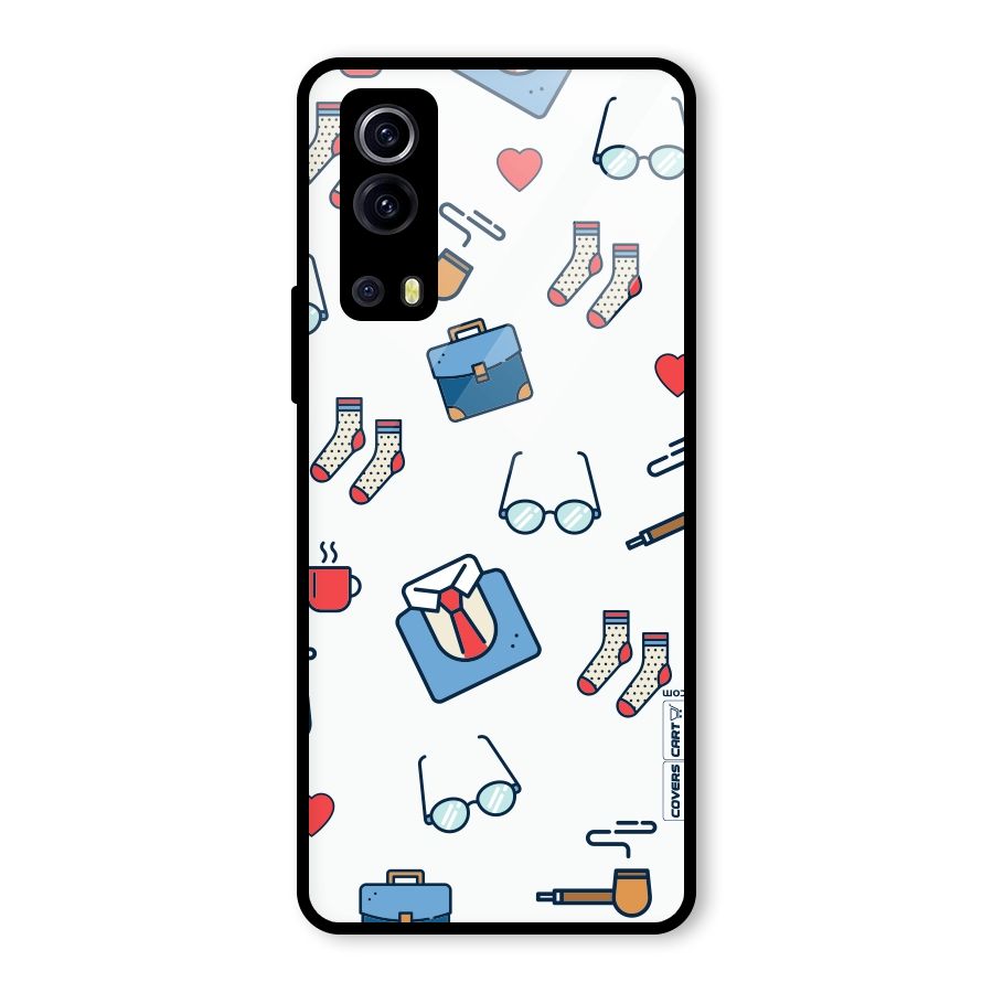 Shirt Spectacles Pattern Glass Back Case for Vivo iQOO Z3