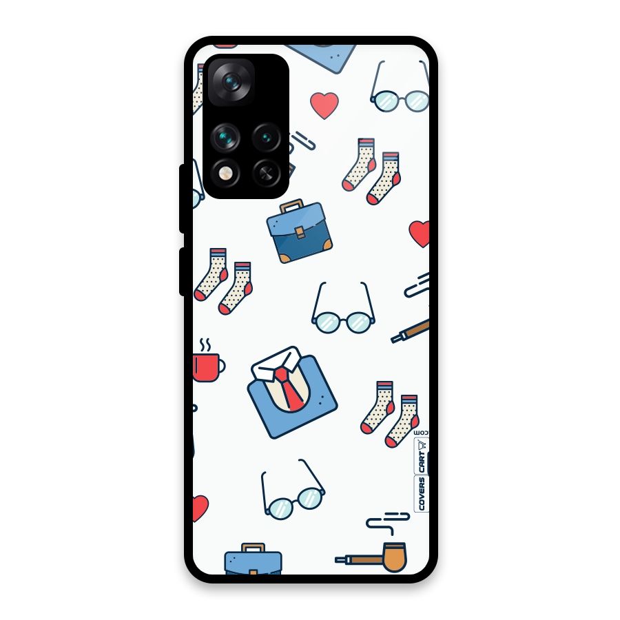 Shirt Spectacles Pattern Glass Back Case for Xiaomi 11i HyperCharge 5G