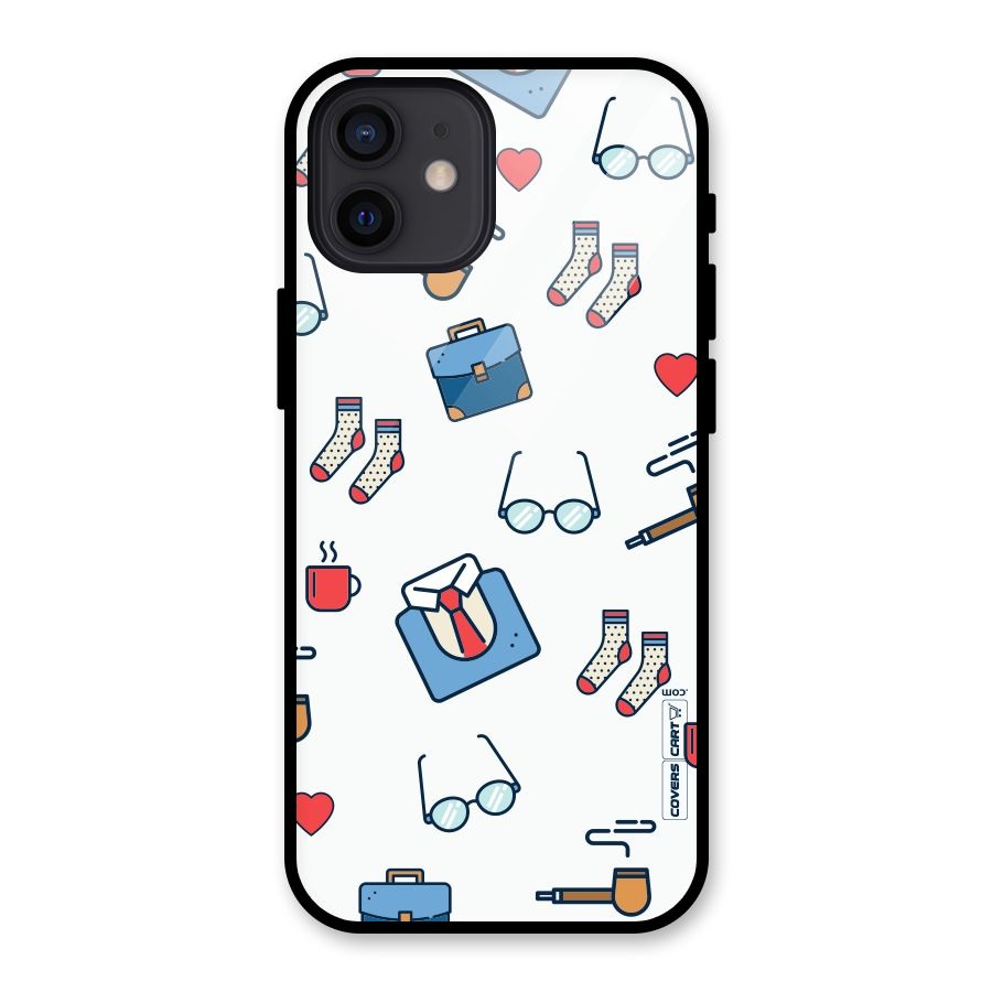 Shirt Spectacles Pattern Glass Back Case for iPhone 12