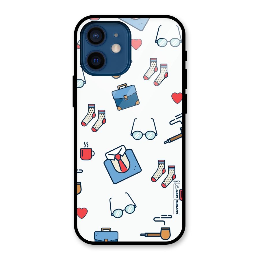 Shirt Spectacles Pattern Glass Back Case for iPhone 12 Mini