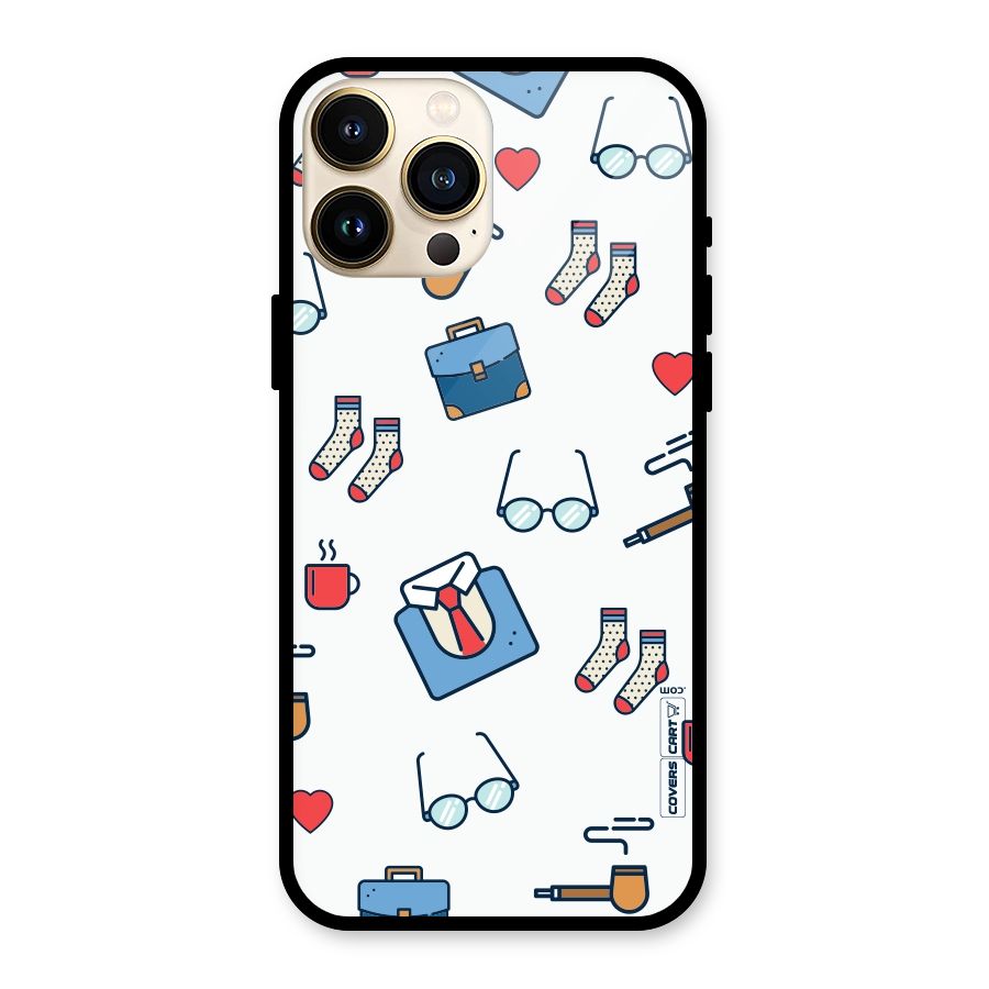 Shirt Spectacles Pattern Glass Back Case for iPhone 13 Pro Max