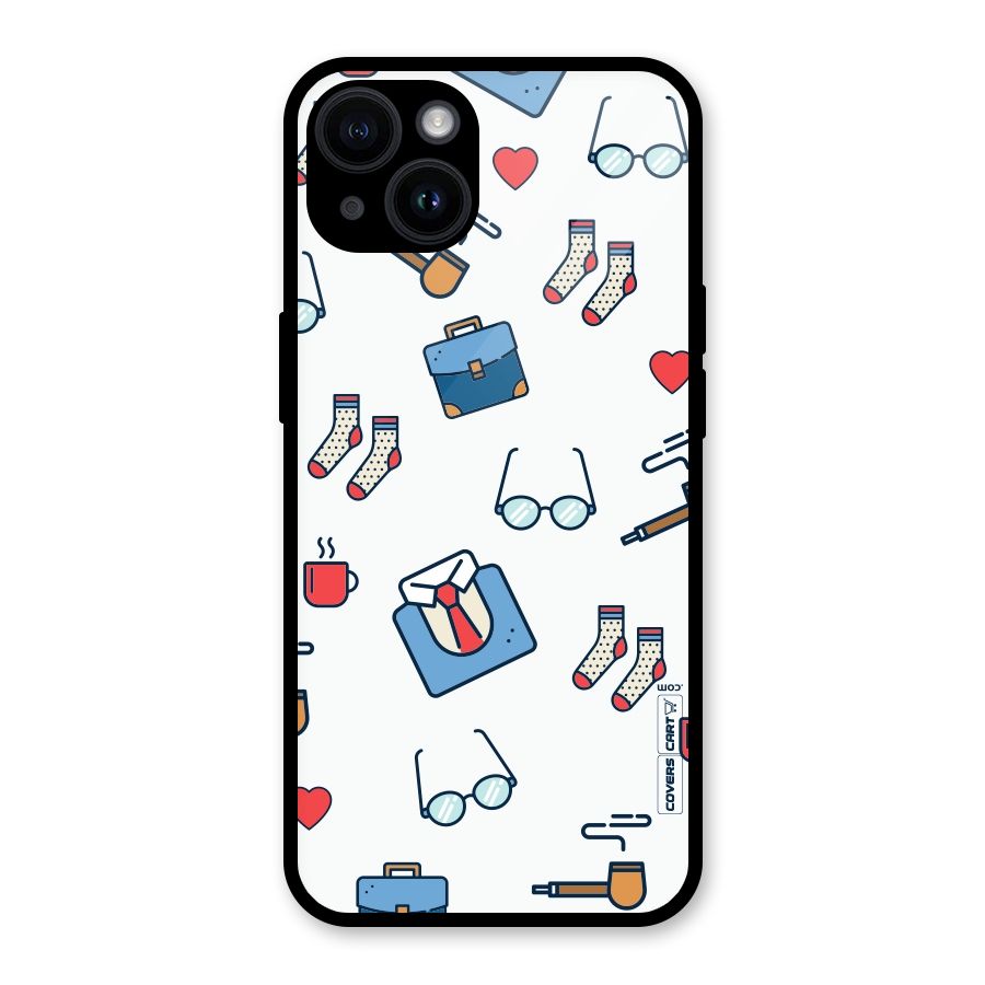 Shirt Spectacles Pattern Glass Back Case for iPhone 14