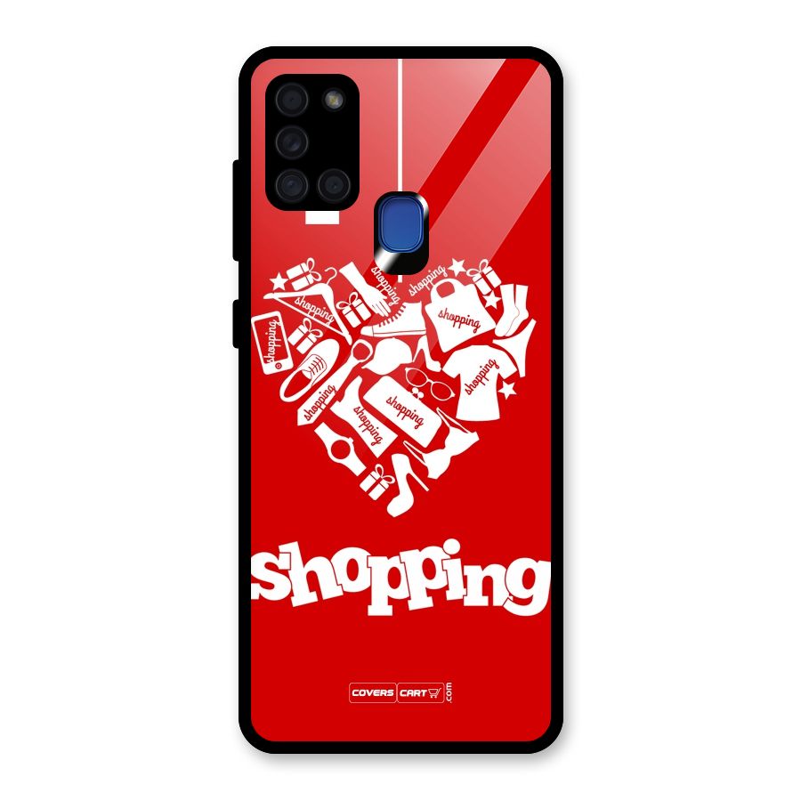 Shopaholic Shopping Love Glass Back Case for Galaxy A21s
