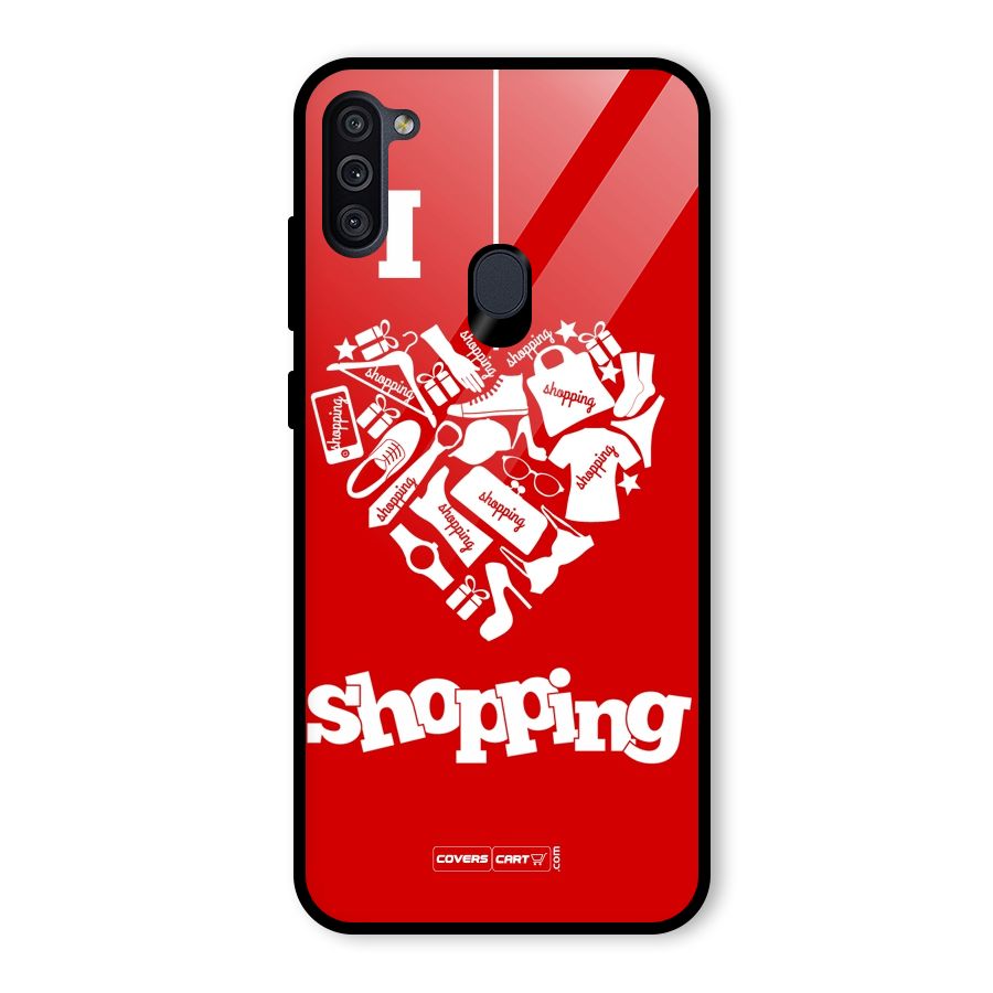 Shopaholic Shopping Love Glass Back Case for Galaxy M11