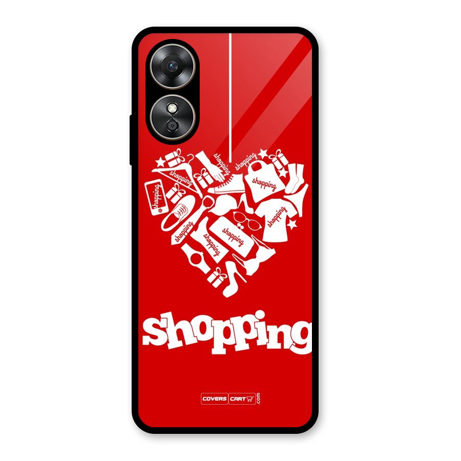 Shopaholic Shopping Love Glass Back Case for Oppo A17