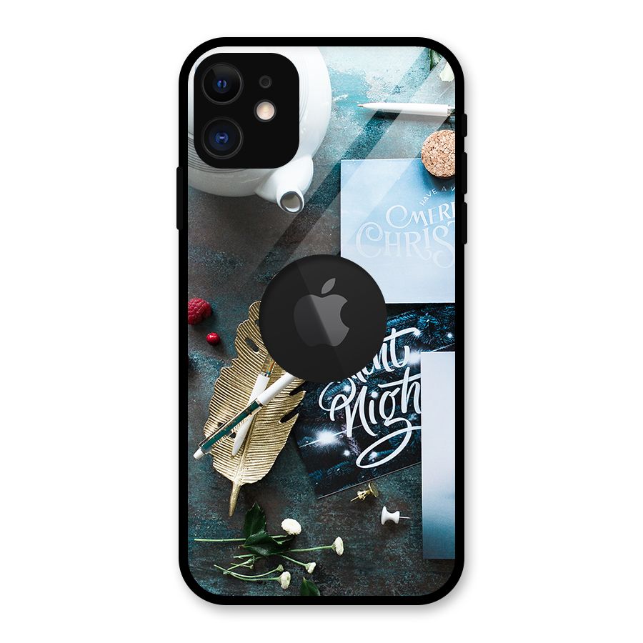Silent Night Celebrations Glass Back Case for iPhone 11 Logo Cut