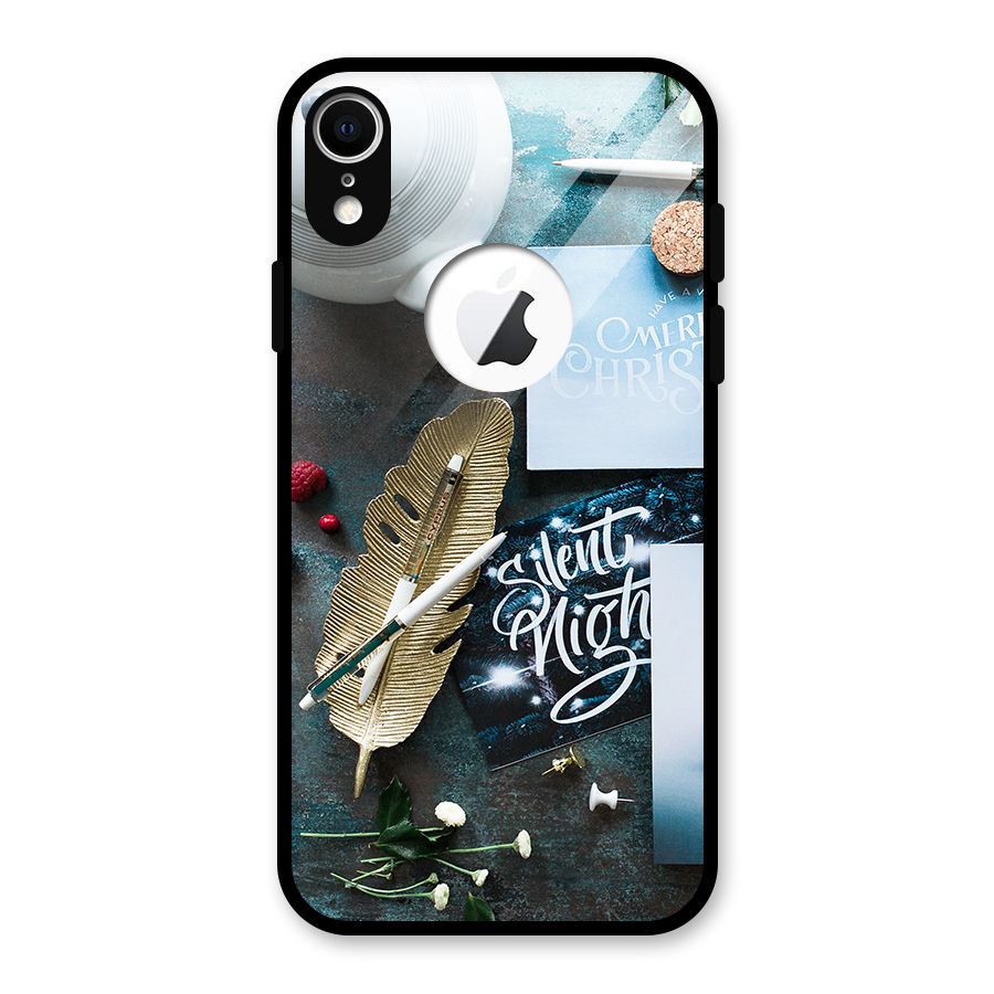 Silent Night Celebrations Glass Back Case for iPhone XR Logo Cut