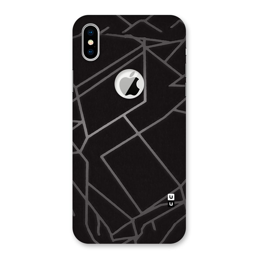 Silver Angle Design Back Case for iPhone X Logo Cut