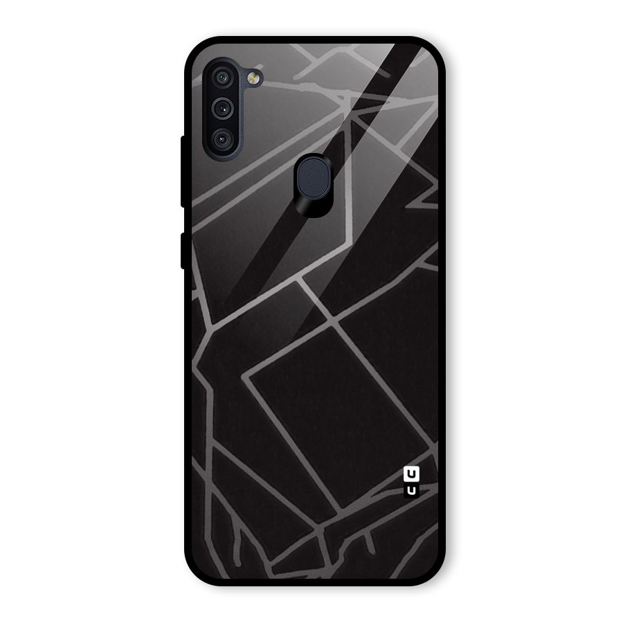 Silver Angle Design Glass Back Case for Galaxy M11