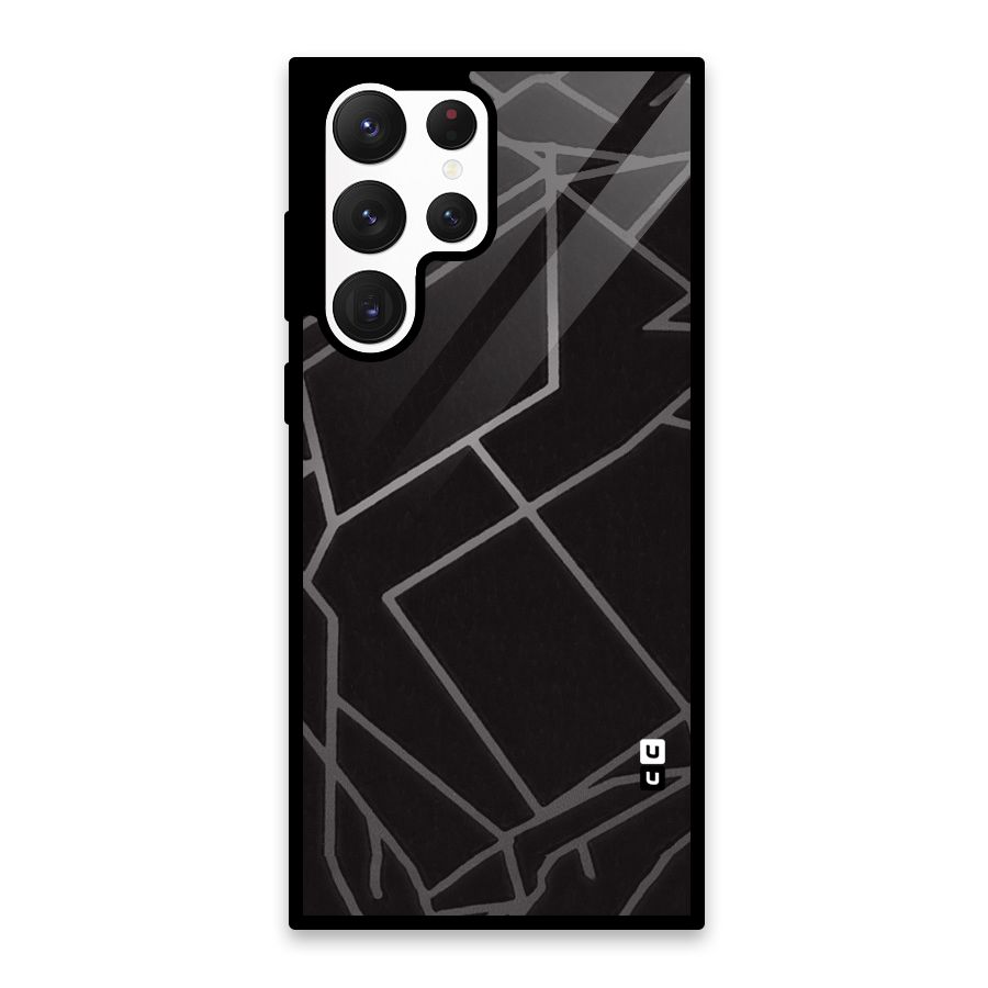 Silver Angle Design Glass Back Case for Galaxy S22 Ultra 5G