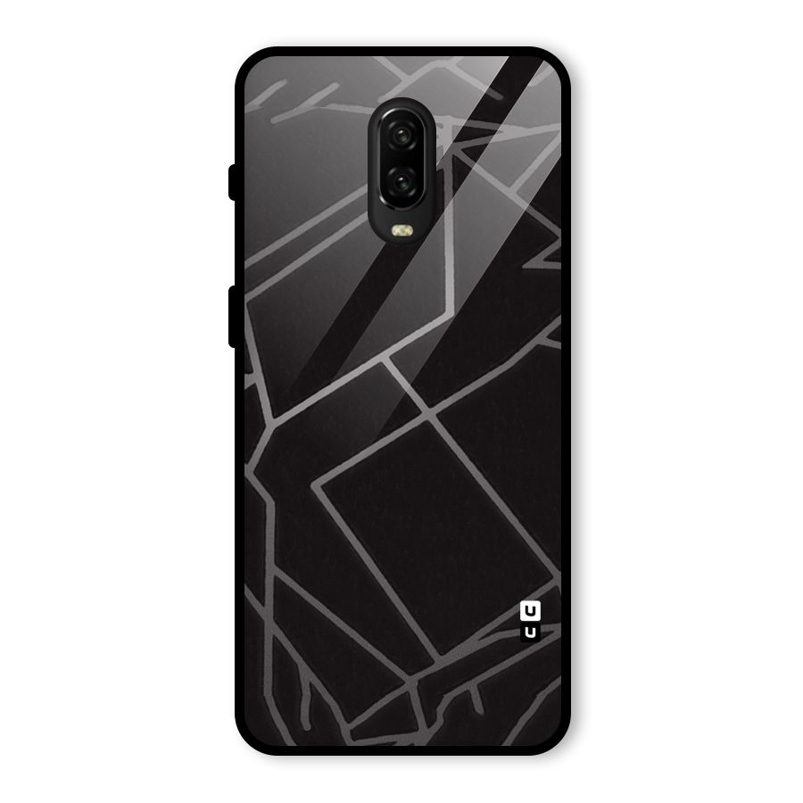 Silver Angle Design Glass Back Case for OnePlus 6T