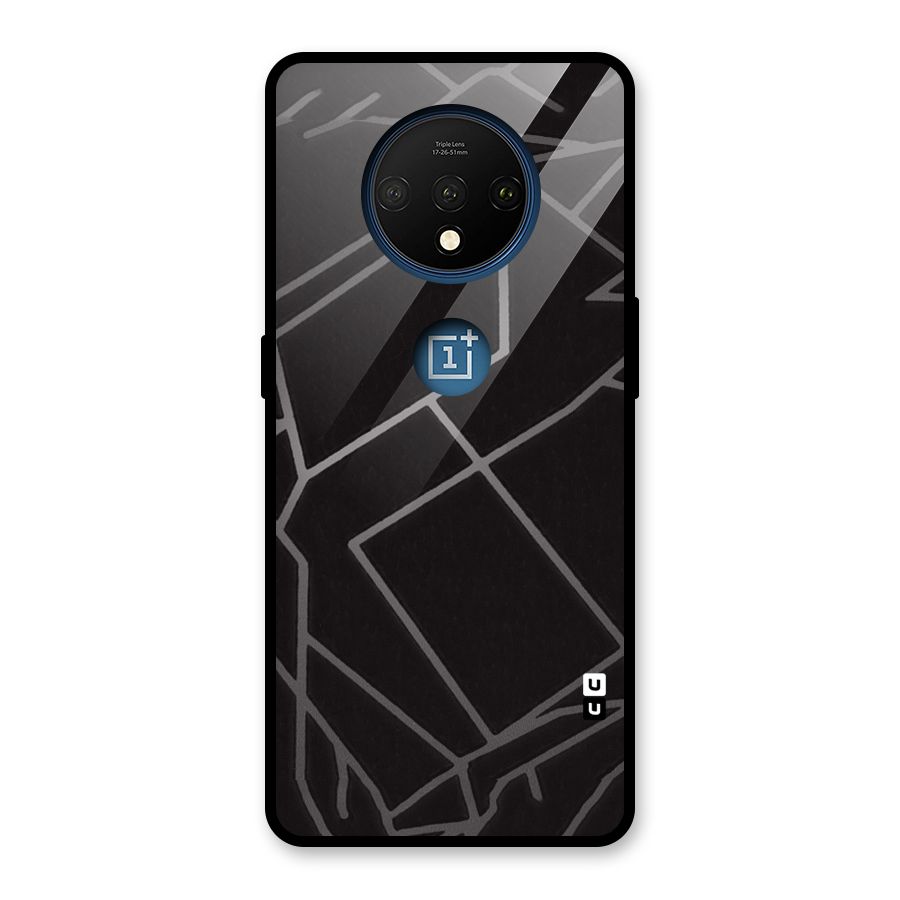 Silver Angle Design Glass Back Case for OnePlus 7T