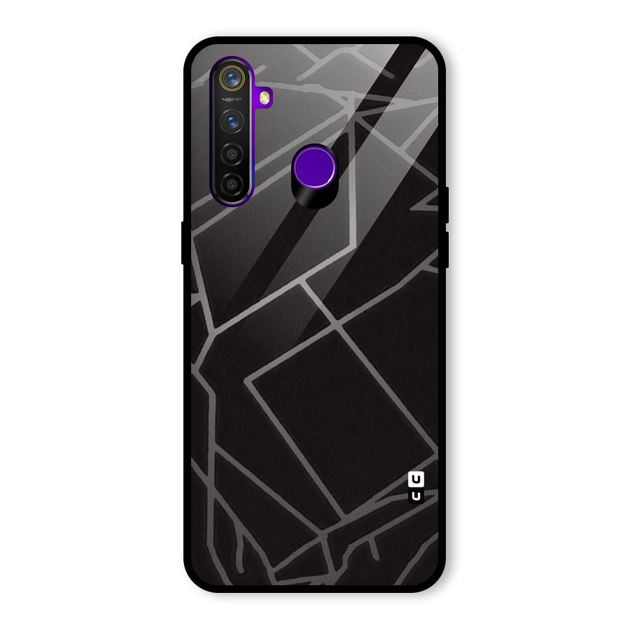 Silver Angle Design Glass Back Case for Realme 5 Pro
