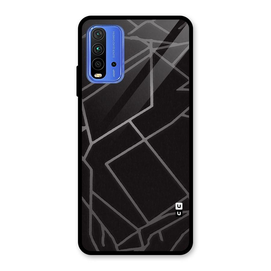 Silver Angle Design Glass Back Case for Redmi 9 Power