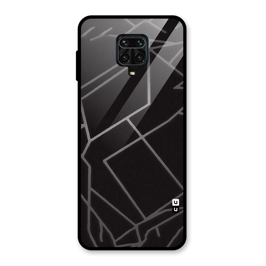 Silver Angle Design Glass Back Case for Redmi Note 9 Pro