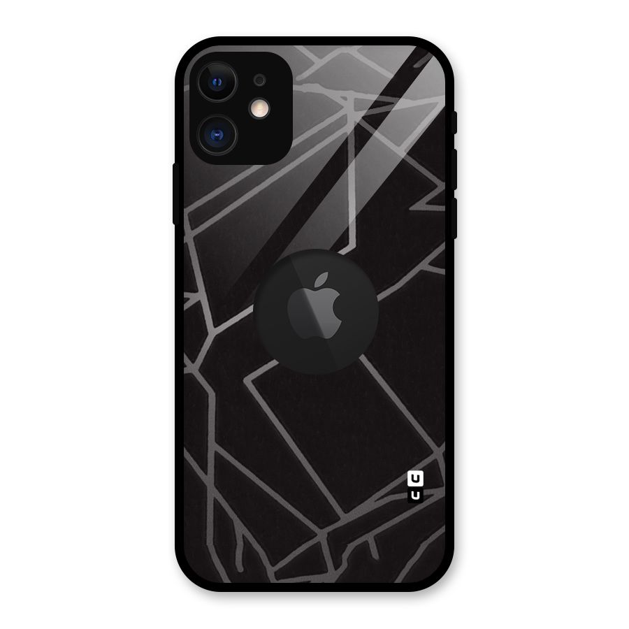 Silver Angle Design Glass Back Case for iPhone 11 Logo Cut