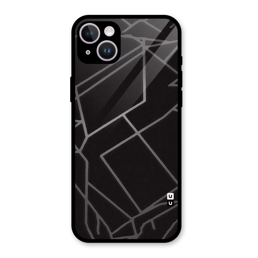 Silver Angle Design Glass Back Case for iPhone 14 Plus