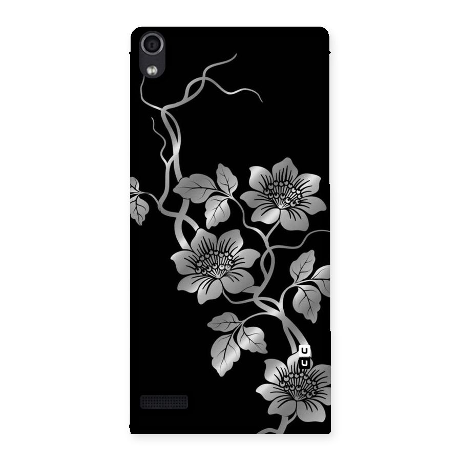 Silver Grey Flowers Back Case for Ascend P6