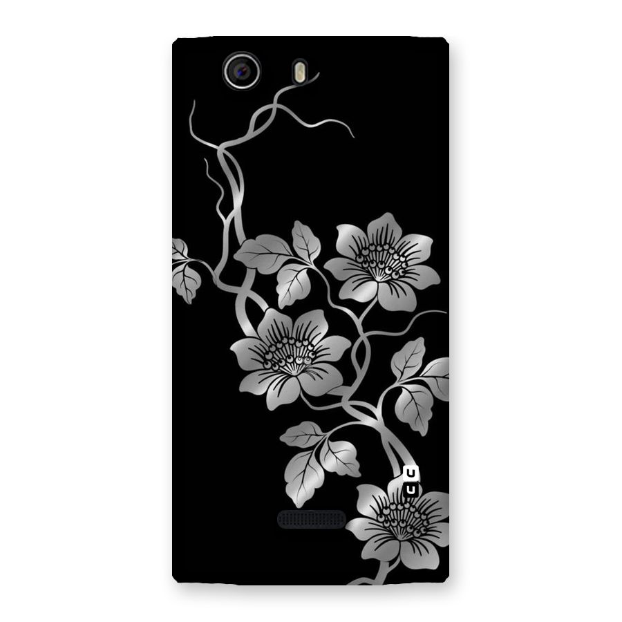 Silver Grey Flowers Back Case for Canvas Nitro 2 E311
