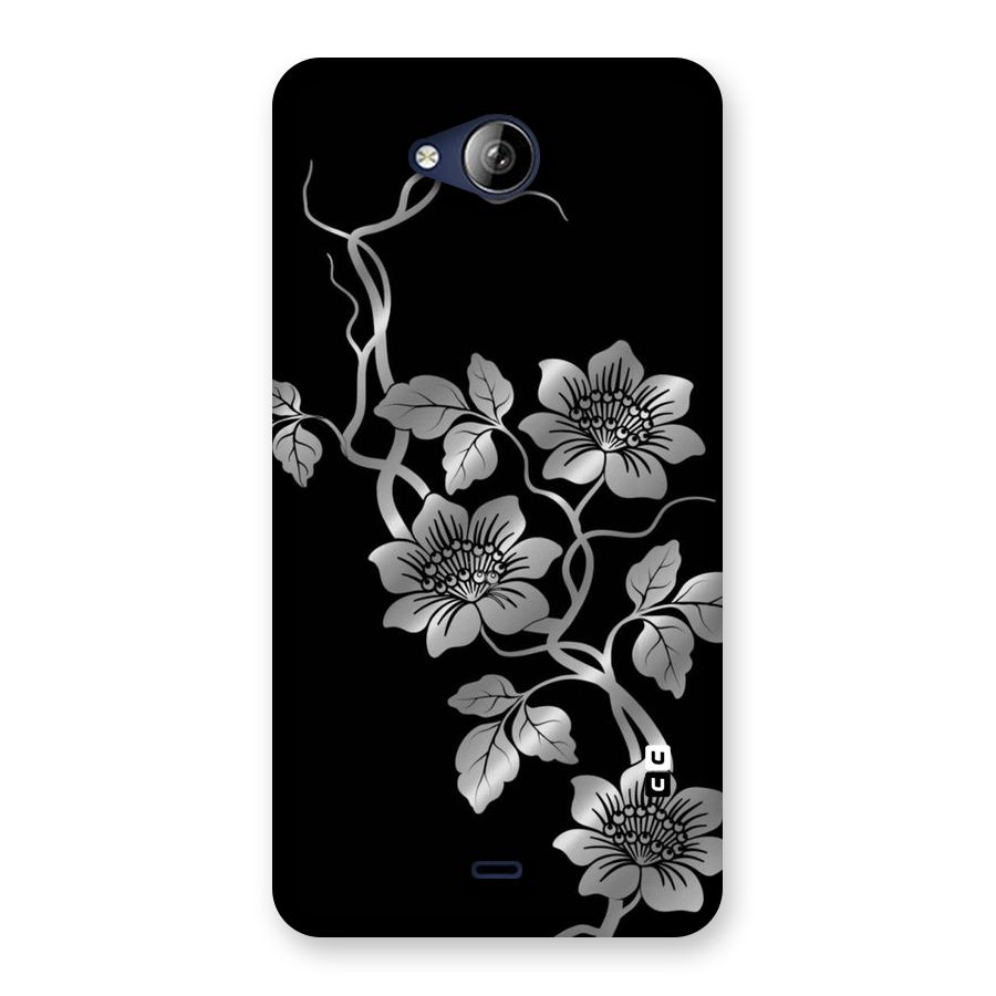 Silver Grey Flowers Back Case for Canvas Play Q355