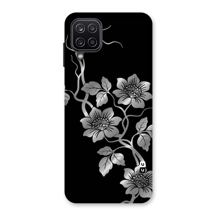 Silver Grey Flowers Back Case for Galaxy A12