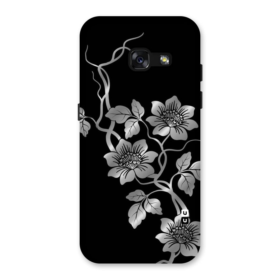 Silver Grey Flowers Back Case for Galaxy A3 (2017)