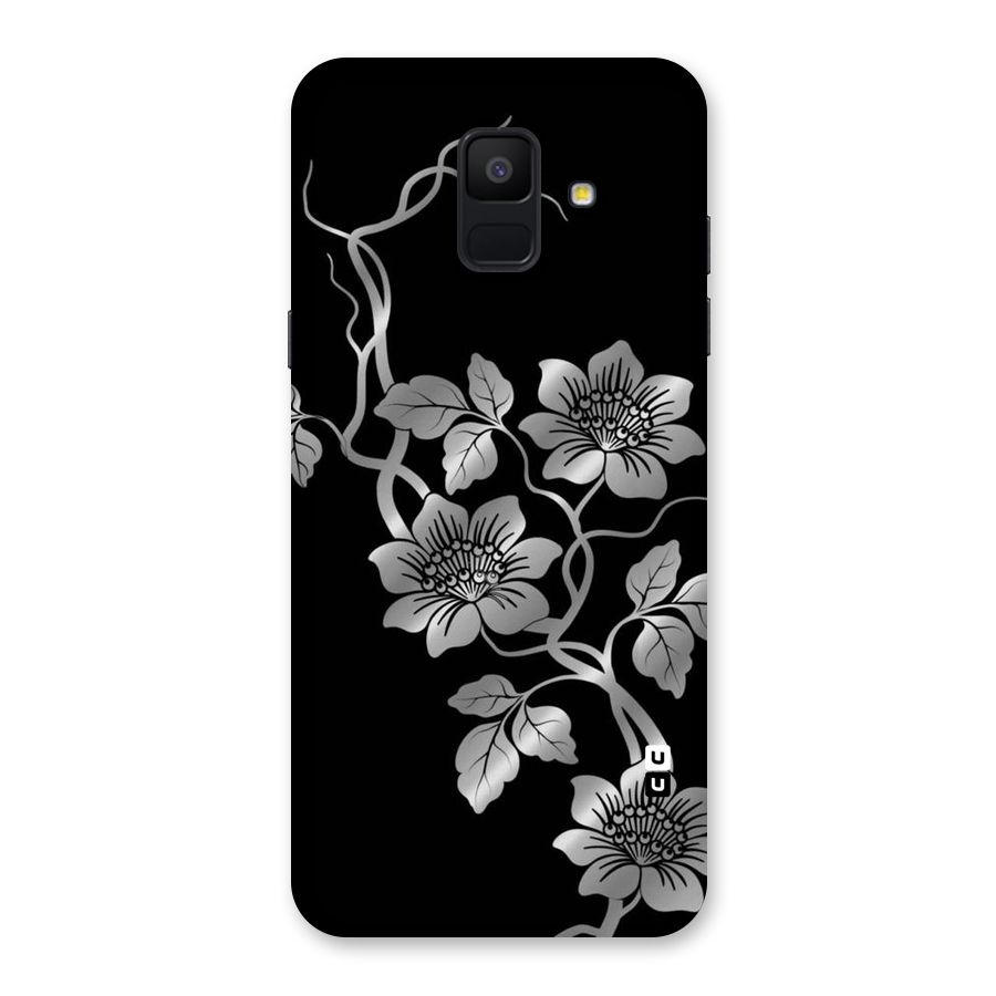 Silver Grey Flowers Back Case for Galaxy A6 (2018)