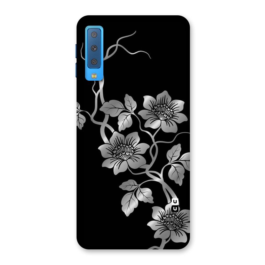 Silver Grey Flowers Back Case for Galaxy A7 (2018)