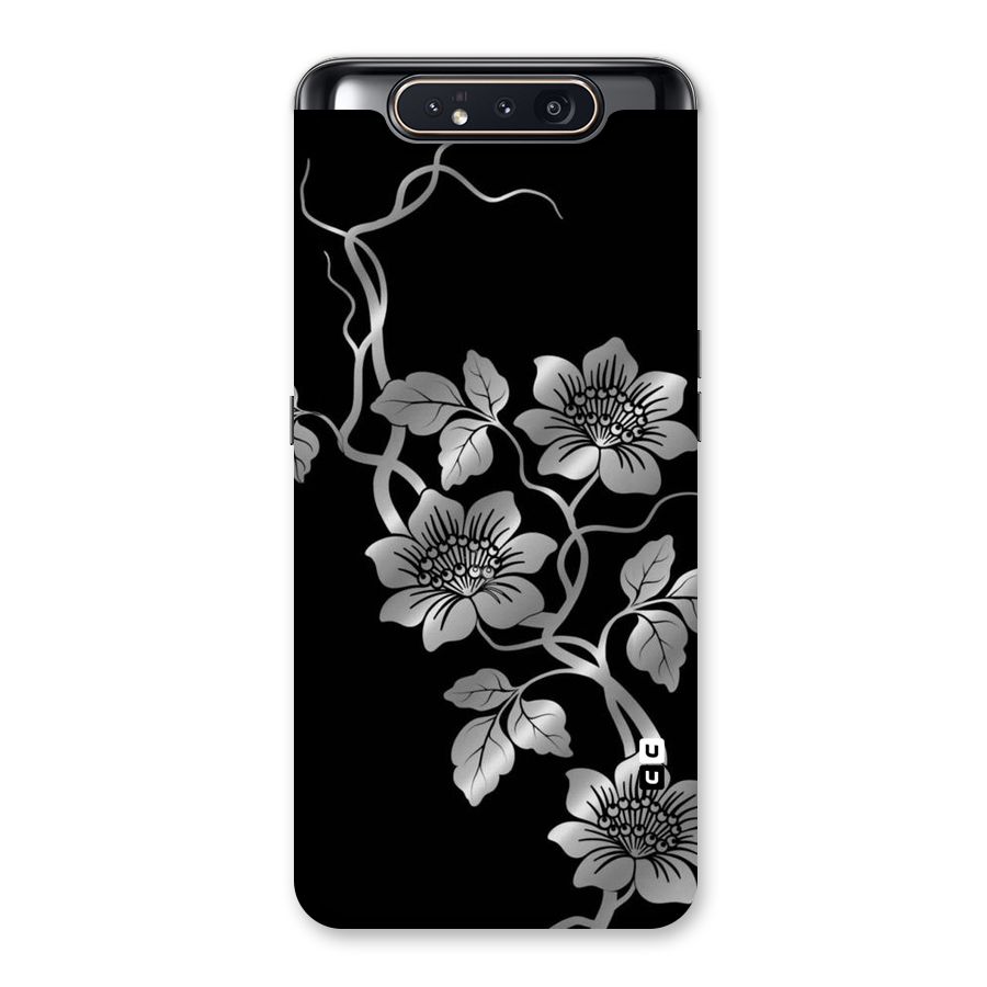 Silver Grey Flowers Back Case for Galaxy A80