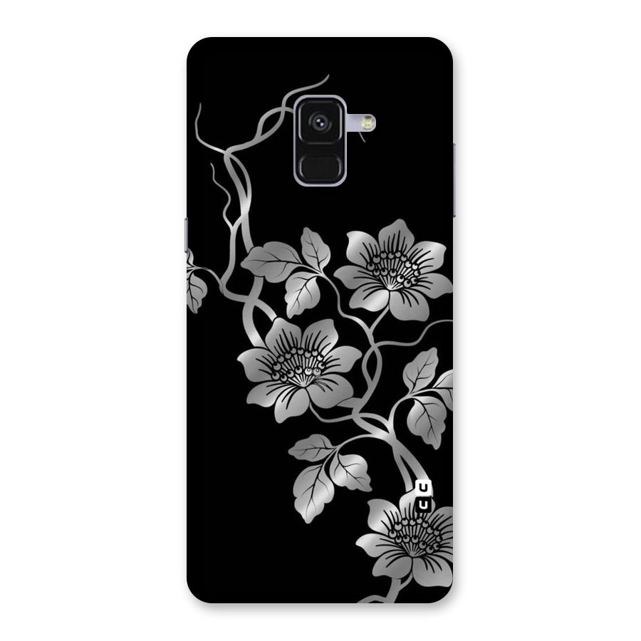 Silver Grey Flowers Back Case for Galaxy A8 Plus