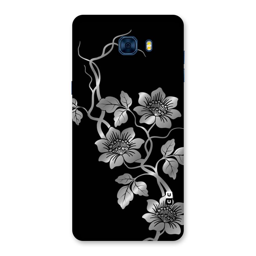 Silver Grey Flowers Back Case for Galaxy C7 Pro