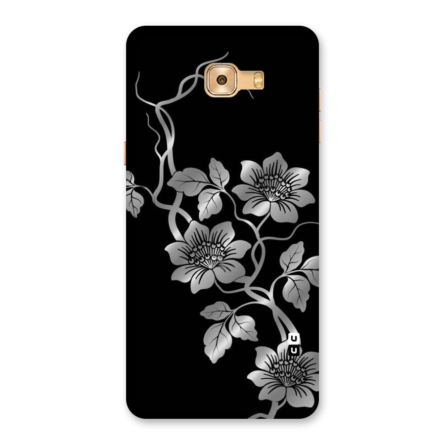 Silver Grey Flowers Back Case for Galaxy C9 Pro