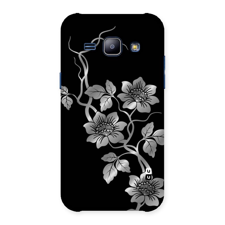 Silver Grey Flowers Back Case for Galaxy J1