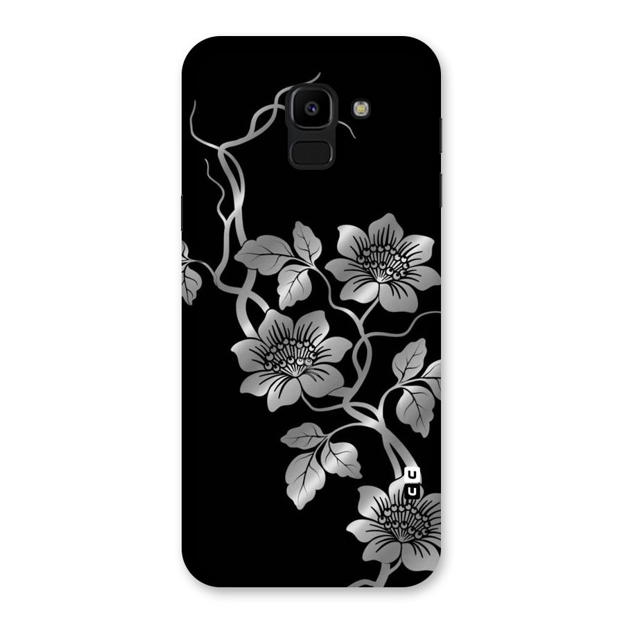 Silver Grey Flowers Back Case for Galaxy J6