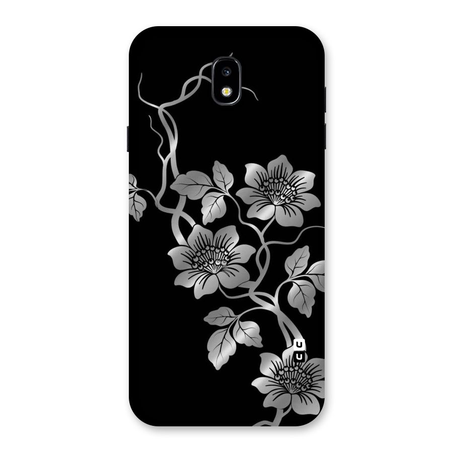 Silver Grey Flowers Back Case for Galaxy J7 Pro