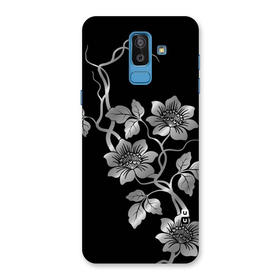 Silver Grey Flowers Back Case for Galaxy J8