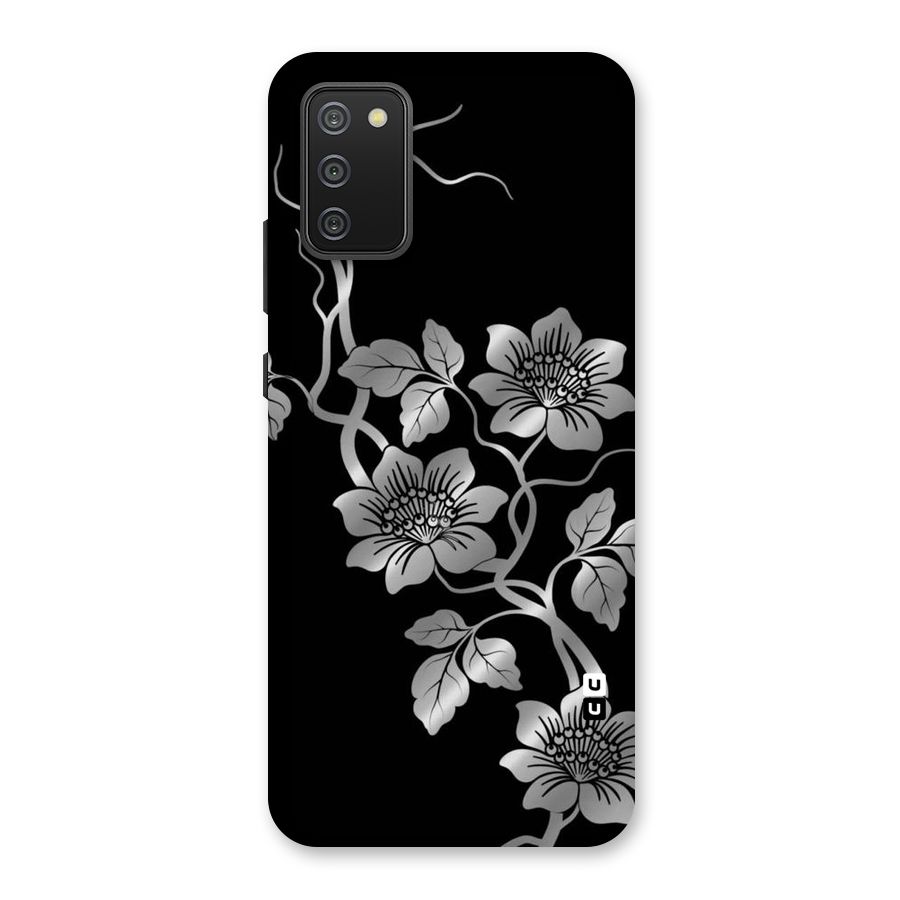 Silver Grey Flowers Back Case for Galaxy M02s