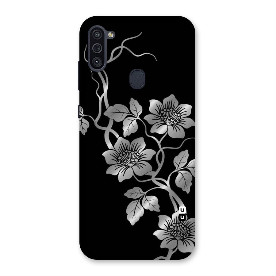Silver Grey Flowers Back Case for Galaxy M11