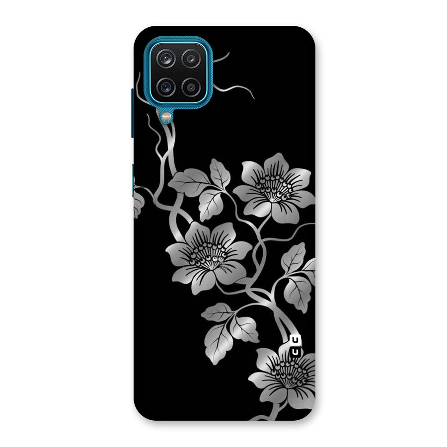 Silver Grey Flowers Back Case for Galaxy M12