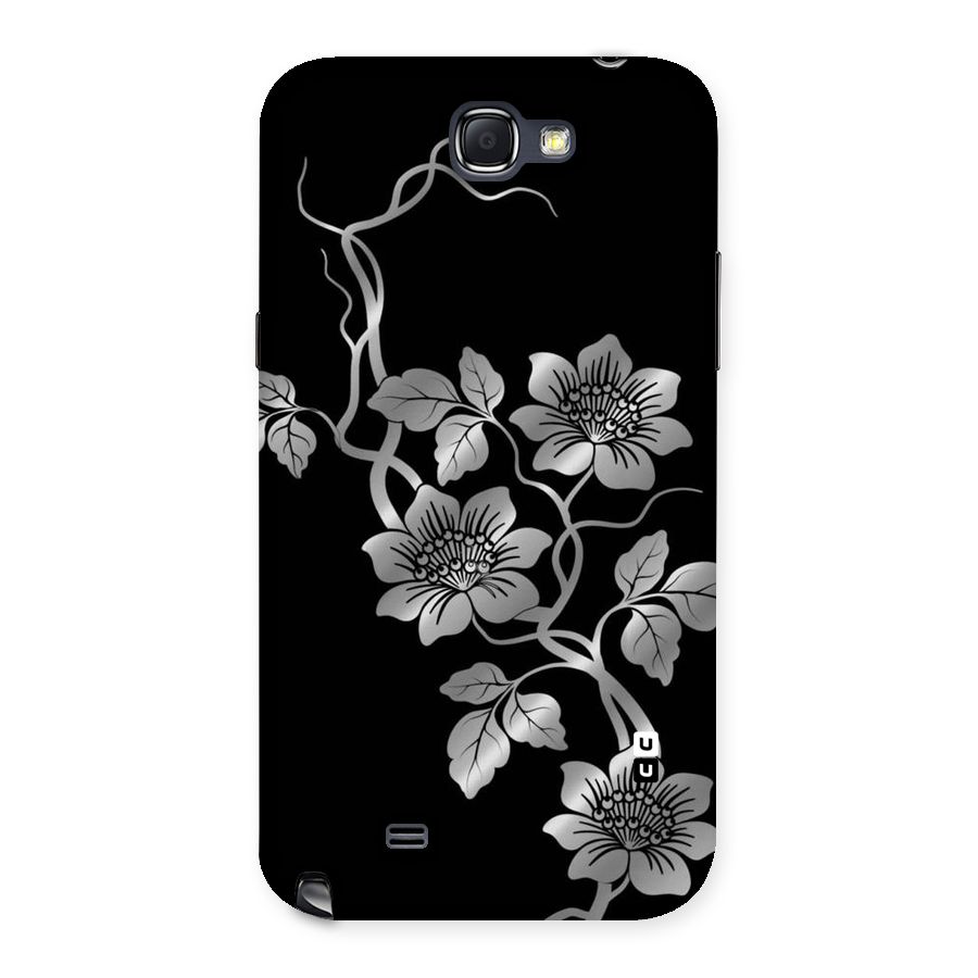 Silver Grey Flowers Back Case for Galaxy Note 2