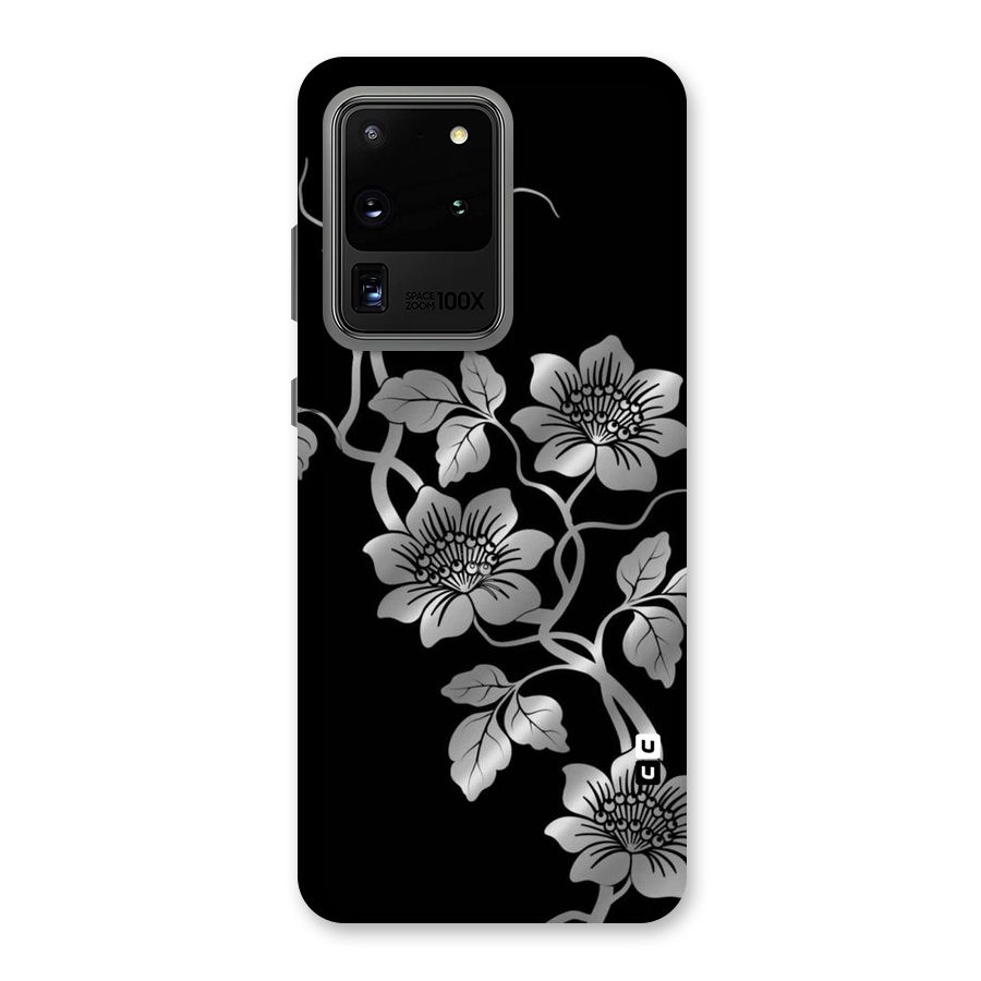 Silver Grey Flowers Back Case for Galaxy S20 Ultra